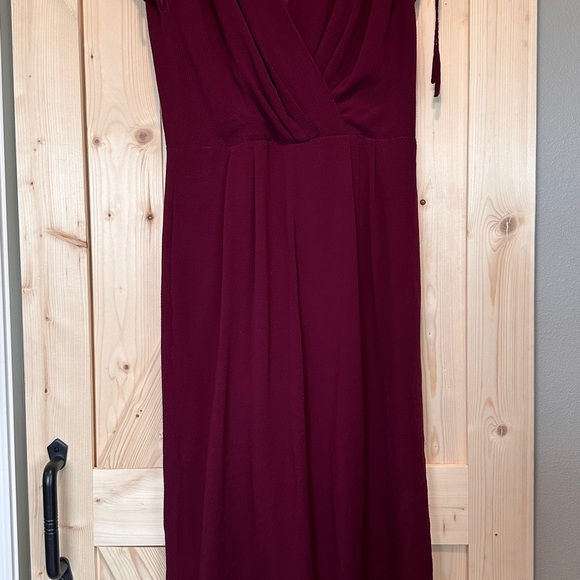 Gal Meets Glam Luella Ruched Shoulder Crop Wide Leg Jumpsuit Oxblood Red Size 8 - Picture 3 of 11